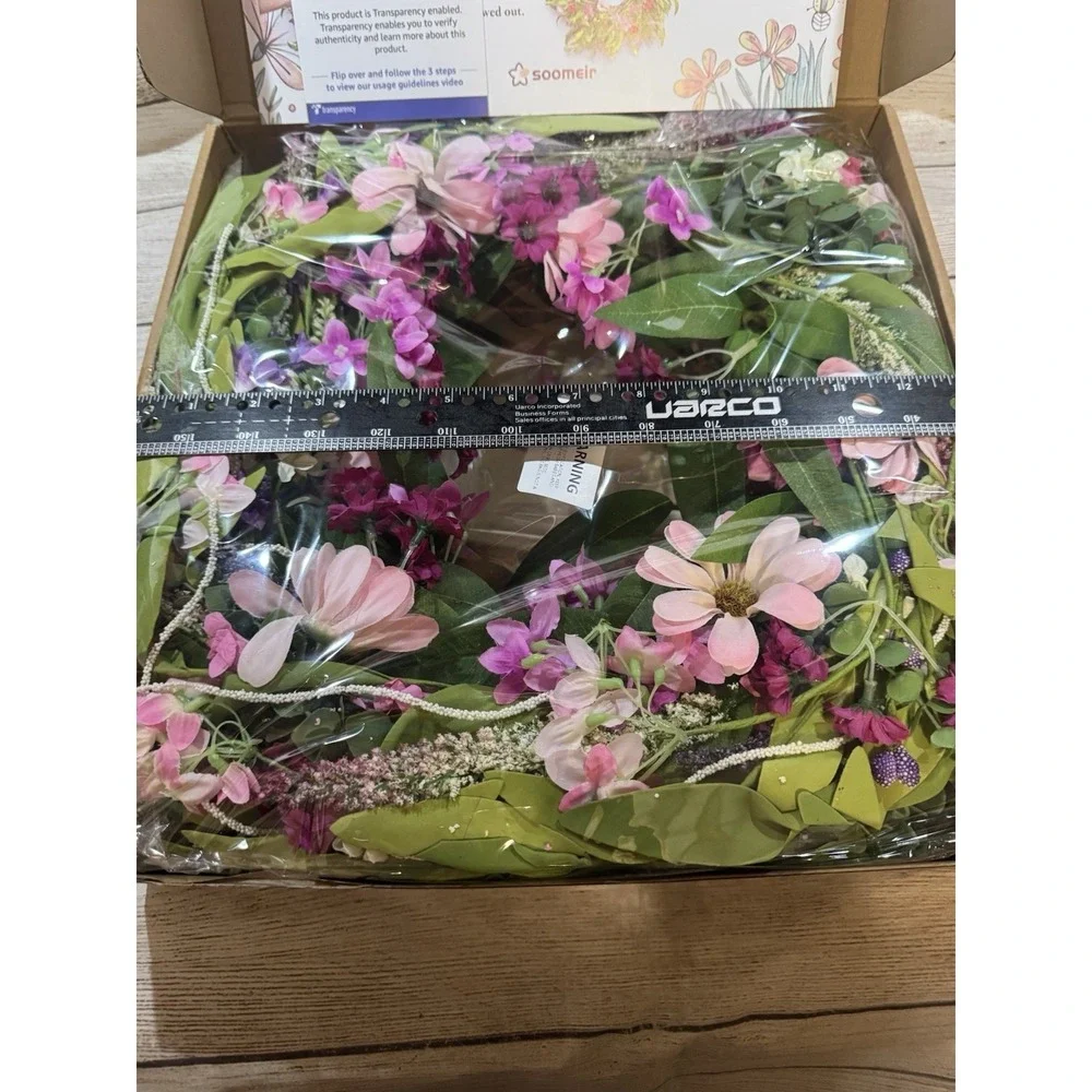Soomeir Summer Spring Daisy Front Door Wreath 24